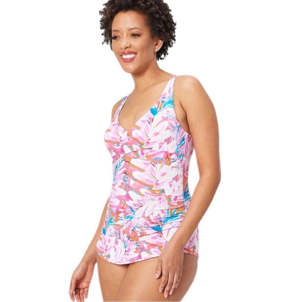 Km Gravel Swimsuits For All Pink Floral One Piece Swim Dress